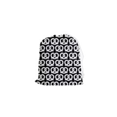 Black And White Pretzel Illustrations Pattern Drawstring Pouch (xs) by GardenOfOphir