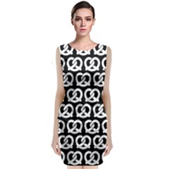 Black And White Pretzel Illustrations Pattern Sleeveless Velvet Midi Dress by GardenOfOphir