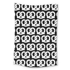 Black And White Pretzel Illustrations Pattern Large Tapestry by GardenOfOphir