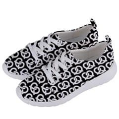 Black And White Pretzel Illustrations Pattern Women s Lightweight Sports Shoes by GardenOfOphir