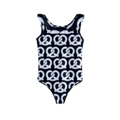 Black And White Pretzel Illustrations Pattern Kids  Frill Swimsuit by GardenOfOphir