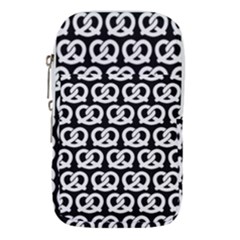 Black And White Pretzel Illustrations Pattern Waist Pouch (large) by GardenOfOphir