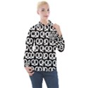 Black And White Pretzel Illustrations Pattern Women s Long Sleeve Pocket Shirt View1