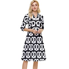 Black And White Pretzel Illustrations Pattern Classy Knee Length Dress by GardenOfOphir