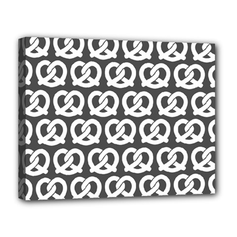 Gray Pretzel Illustrations Pattern Canvas 14  X 11  (stretched) by GardenOfOphir