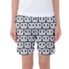 Gray Pretzel Illustrations Pattern Women s Basketball Shorts by GardenOfOphir