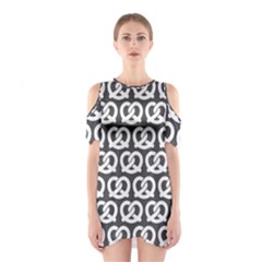 Gray Pretzel Illustrations Pattern Shoulder Cutout One Piece Dress by GardenOfOphir