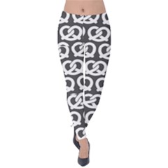 Gray Pretzel Illustrations Pattern Velvet Leggings by GardenOfOphir