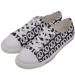 Gray Pretzel Illustrations Pattern Women s Low Top Canvas Sneakers by GardenOfOphir