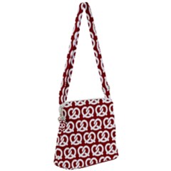 Red Pretzel Illustrations Pattern Zipper Messenger Bag by GardenOfOphir