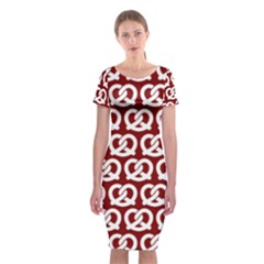 Red Pretzel Illustrations Pattern Classic Short Sleeve Midi Dress by GardenOfOphir