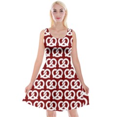 Red Pretzel Illustrations Pattern Reversible Velvet Sleeveless Dress by GardenOfOphir