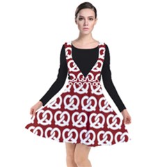 Red Pretzel Illustrations Pattern Plunge Pinafore Dress by GardenOfOphir