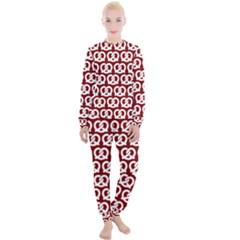 Red Pretzel Illustrations Pattern Women s Lounge Set by GardenOfOphir