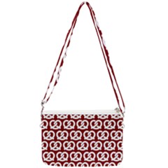 Red Pretzel Illustrations Pattern Double Gusset Crossbody Bag by GardenOfOphir