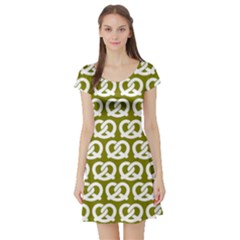 Olive Pretzel Illustrations Pattern Short Sleeve Skater Dress by GardenOfOphir