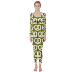 Olive Pretzel Illustrations Pattern Long Sleeve Catsuit by GardenOfOphir