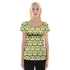 Olive Pretzel Illustrations Pattern Cap Sleeve Top by GardenOfOphir