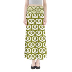 Olive Pretzel Illustrations Pattern Full Length Maxi Skirt by GardenOfOphir