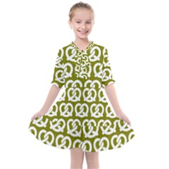 Olive Pretzel Illustrations Pattern Kids  All Frills Chiffon Dress by GardenOfOphir