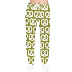 Olive Pretzel Illustrations Pattern Women Velvet Drawstring Pants by GardenOfOphir