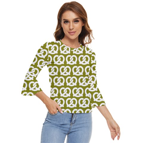 Olive Pretzel Illustrations Pattern Bell Sleeve Top by GardenOfOphir