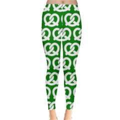 Green Pretzel Illustrations Pattern Leggings  by GardenOfOphir