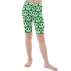 Green Pretzel Illustrations Pattern Kids  Mid Length Swim Shorts