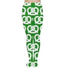 Green Pretzel Illustrations Pattern Tights by GardenOfOphir