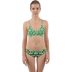 Green Pretzel Illustrations Pattern Wrap Around Bikini Set by GardenOfOphir