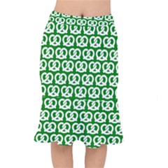 Green Pretzel Illustrations Pattern Short Mermaid Skirt by GardenOfOphir