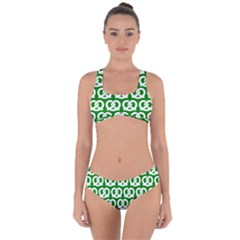 Green Pretzel Illustrations Pattern Criss Cross Bikini Set by GardenOfOphir