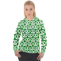 Green Pretzel Illustrations Pattern Women s Overhead Hoodie by GardenOfOphir