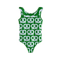 Green Pretzel Illustrations Pattern Kids  Frill Swimsuit by GardenOfOphir