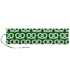 Green Pretzel Illustrations Pattern Roll Up Canvas Pencil Holder (L)