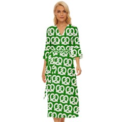 Green Pretzel Illustrations Pattern Midsummer Wrap Dress by GardenOfOphir