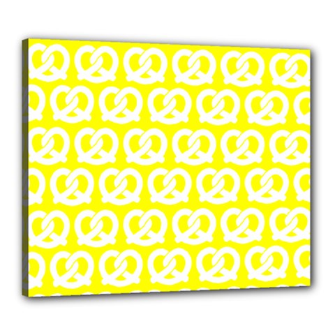 Yellow Pretzel Illustrations Pattern Canvas 24  X 20  (stretched) by GardenOfOphir