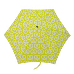 Yellow Pretzel Illustrations Pattern Mini Folding Umbrellas by GardenOfOphir