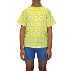 Yellow Pretzel Illustrations Pattern Kids  Short Sleeve Swimwear by GardenOfOphir