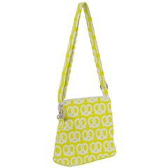 Yellow Pretzel Illustrations Pattern Zipper Messenger Bag by GardenOfOphir