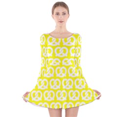 Yellow Pretzel Illustrations Pattern Long Sleeve Velvet Skater Dress by GardenOfOphir