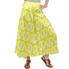 Yellow Pretzel Illustrations Pattern Women s Satin Palazzo Pants by GardenOfOphir