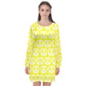 Yellow Pretzel Illustrations Pattern Long Sleeve Chiffon Shift Dress  View1