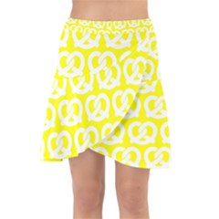 Yellow Pretzel Illustrations Pattern Wrap Front Skirt by GardenOfOphir