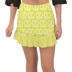 Yellow Pretzel Illustrations Pattern Fishtail Mini Chiffon Skirt by GardenOfOphir