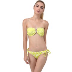 Yellow Pretzel Illustrations Pattern Twist Bandeau Bikini Set by GardenOfOphir