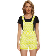 Yellow Pretzel Illustrations Pattern Short Overalls by GardenOfOphir