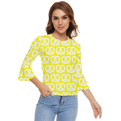 Yellow Pretzel Illustrations Pattern Bell Sleeve Top by GardenOfOphir