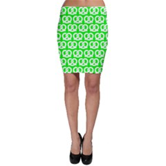 Neon Green Pretzel Illustrations Pattern Bodycon Skirt by GardenOfOphir