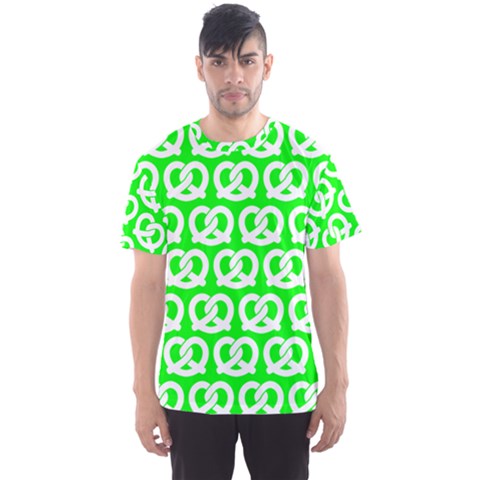 Neon Green Pretzel Illustrations Pattern Men s Sport Mesh Tee by GardenOfOphir